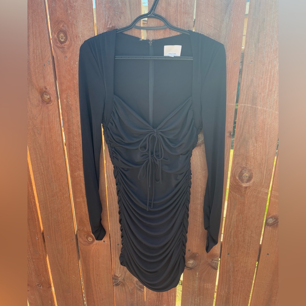 Cinq a Sept Tristan Black Cutout Long-Sleeve Bodycon Dress Women’s Size 8 - Picture 3 of 8